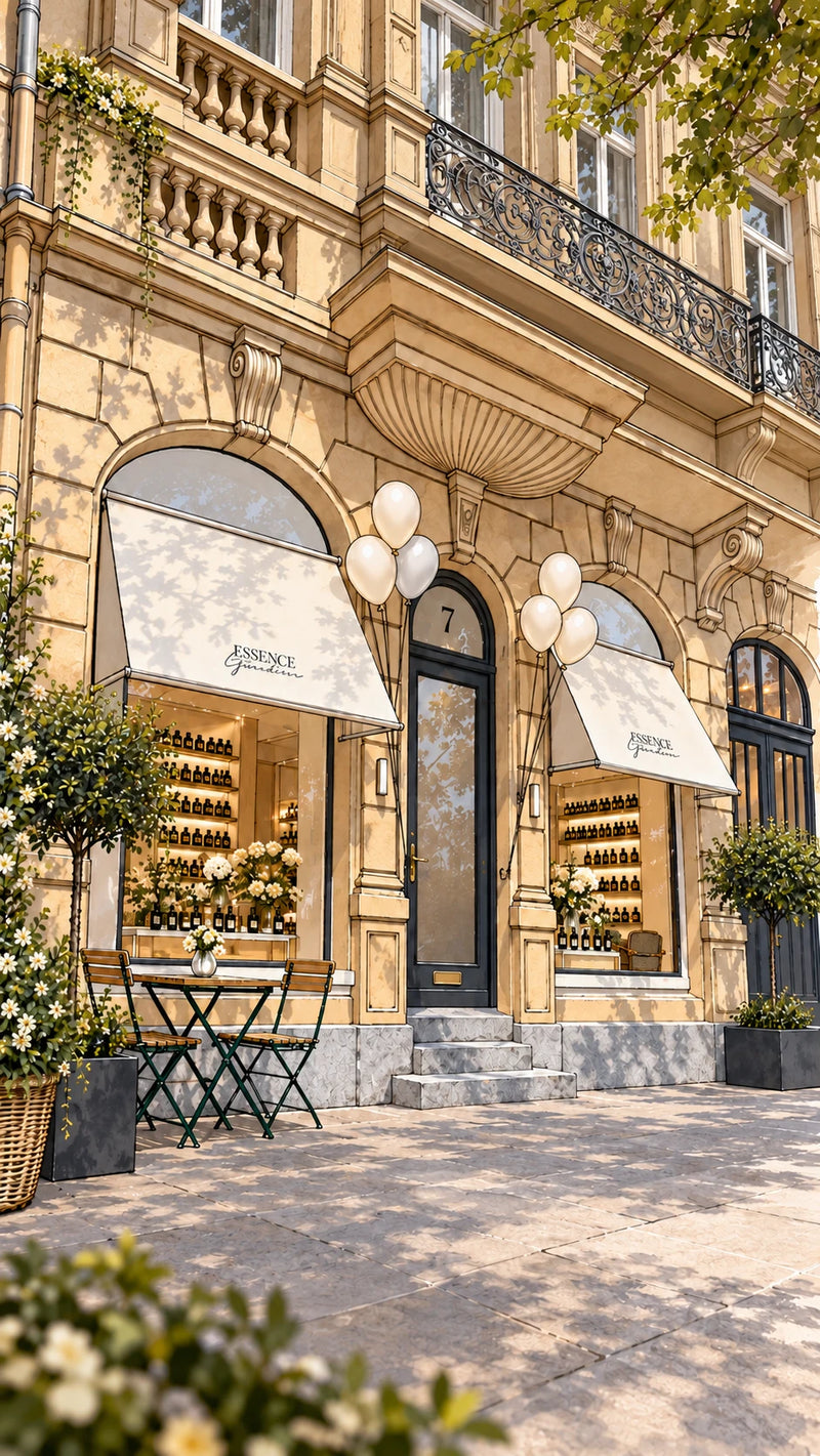 Essence Garden Store in Mannheim – Fassade mit Markisen